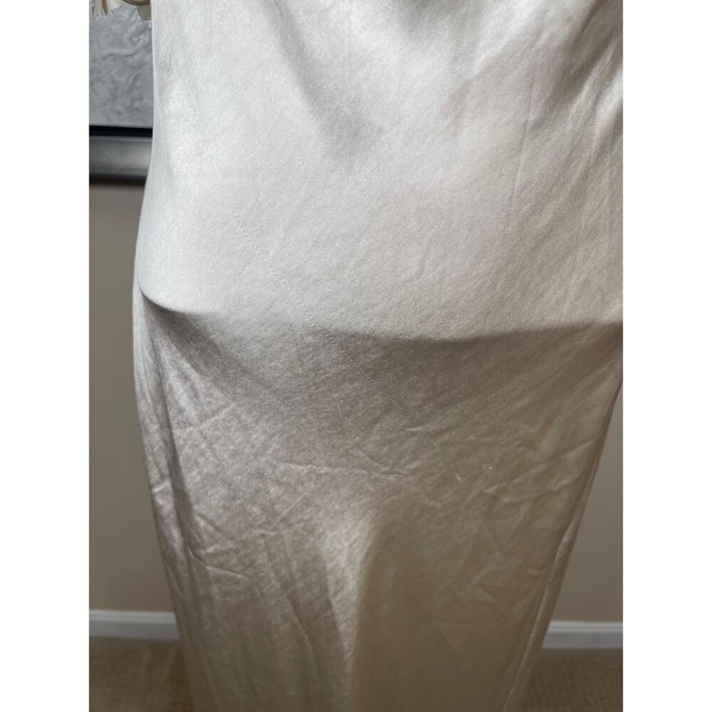 SELF-PORTRAIT Satin Flower Floral Champagne Off the Shoulder Maxi Dress Size 2 - Picture 8 of 13